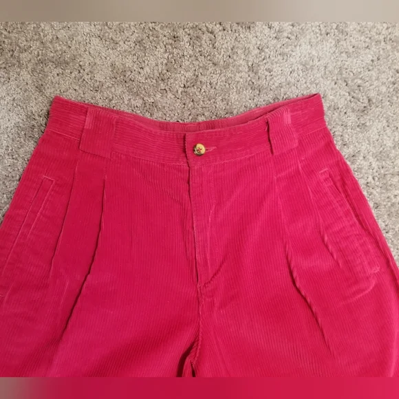 HOT PINK SHORTS LIZSPORT CORDUROY VINTAGE 80S PREPPY PETITE SIZE 8 POCKETS 90S